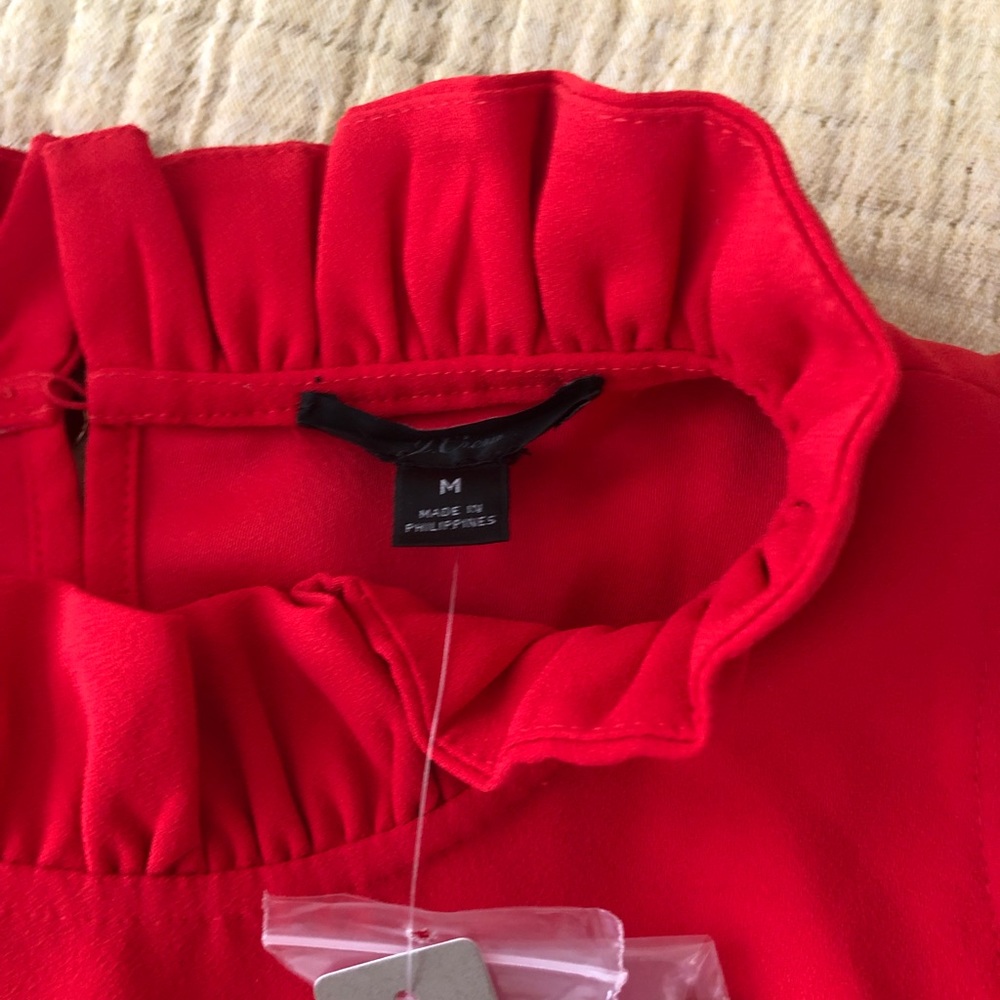 J.Crew red sleeveless ruffle blouse. NWT!